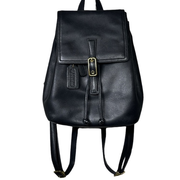 VINTAGE Y2K COACH | 9858 Legacy Black Leather Mini Backpack Nap Sack Bag Purse - Picture 9 of 13